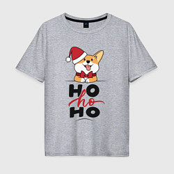 Футболка оверсайз мужская Corgi Ho ho Ho, цвет: меланж