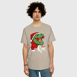 Футболка оверсайз мужская T-rex Merry Roar, цвет: миндальный — фото 2
