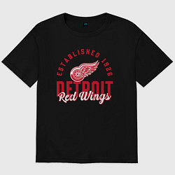 Футболка оверсайз мужская Detroit Red Wings Детройт Ред Вингз, цвет: черный