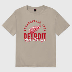 Футболка оверсайз мужская Detroit Red Wings Детройт Ред Вингз, цвет: миндальный