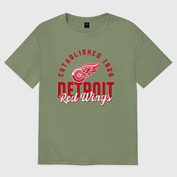 Футболка оверсайз мужская Detroit Red Wings Детройт Ред Вингз, цвет: авокадо