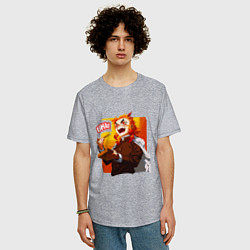 Футболка оверсайз мужская Вкусно говорит Ренгоку , Клинок рассекающий демоно, цвет: меланж — фото 2