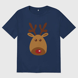 Футболка оверсайз мужская Олень 2022, цвет: тёмно-синий