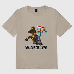 Футболка оверсайз мужская MINECRAFT НОВЫЙ ГОД 2022 МАЙНКРАФТ, цвет: миндальный