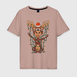 Мужская футболка оверсайз НОВОГОДНИЙ ОЛЕНЬ CHRISTMAS DEER