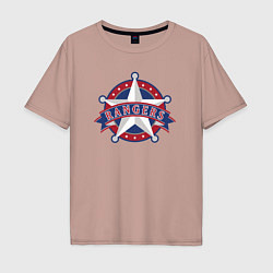 Футболка оверсайз мужская Texas Rangers -baseball team, цвет: пыльно-розовый