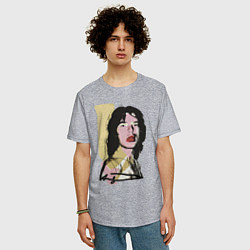 Футболка оверсайз мужская Andy Warhol - Mick Jagger pop art, цвет: меланж — фото 2