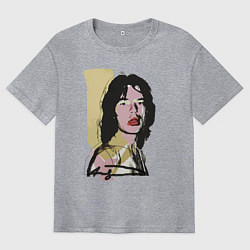 Футболка оверсайз мужская Andy Warhol - Mick Jagger pop art, цвет: меланж
