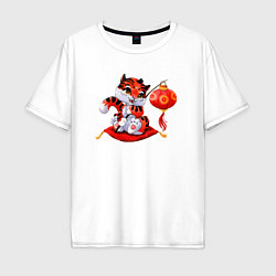 Футболка оверсайз мужская Китайский красный тигр 2022, цвет: белый