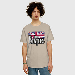Футболка оверсайз мужская The Beatles Great Britain Битлз, цвет: миндальный — фото 2