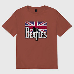Футболка оверсайз мужская The Beatles Great Britain Битлз, цвет: кирпичный
