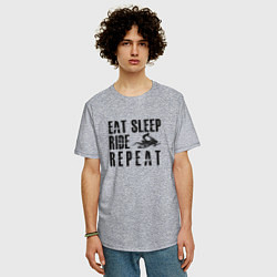 Футболка оверсайз мужская Eat, sleep, ride, repeat, цвет: меланж — фото 2