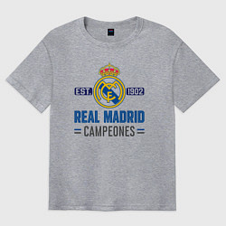 Футболка оверсайз мужская Real Madrid Реал Мадрид, цвет: меланж
