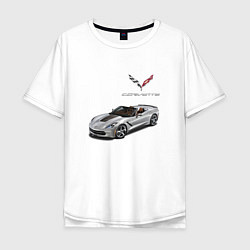Футболка оверсайз мужская Chevrolet Corvette - Racing team, цвет: белый