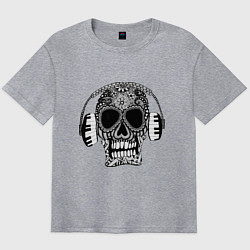 Футболка оверсайз мужская Musical skull, цвет: меланж