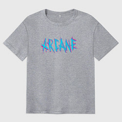 Футболка оверсайз мужская ARCANE LEAGUE OF LEGENDS NEON LOGO, цвет: меланж