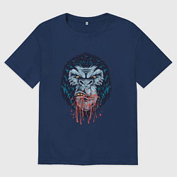 Футболка оверсайз мужская Голова буйной гориллы, цвет: тёмно-синий