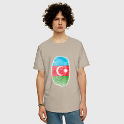 Футболка оверсайз мужская Азербайджан - Отпечаток, цвет: миндальный — фото 2