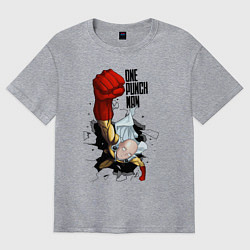 Футболка оверсайз мужская Saitama One Punch, цвет: меланж