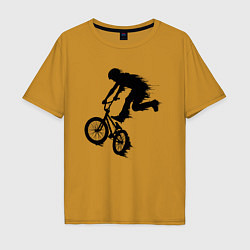 Футболка оверсайз мужская ВЕЛОСПОРТ BMX Racing ВЕЛОСИПЕДИСТ, цвет: горчичный