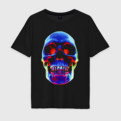 Футболка оверсайз мужская Cool neon skull, цвет: черный