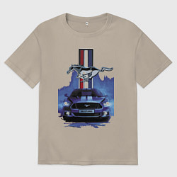 Футболка оверсайз мужская Mustang - лучший среди равных!, цвет: миндальный