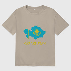 Футболка оверсайз мужская Map Kazakhstan, цвет: миндальный