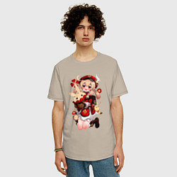 Футболка оверсайз мужская КЛИ милейшее создание Геншин, цвет: миндальный — фото 2