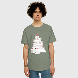 Футболка оверсайз мужская КОТОЁЛКА новый год, цвет: авокадо — фото 2