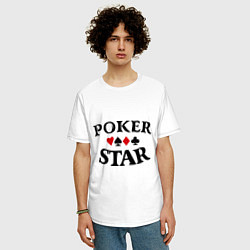 Футболка оверсайз мужская Poker Star, цвет: белый — фото 2