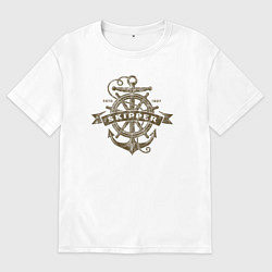 Футболка оверсайз мужская Якорь, цвет: белый