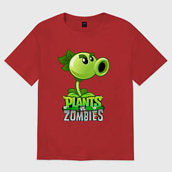 Футболка оверсайз мужская Plants vs Zombies Горохострел, цвет: красный