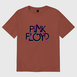 Футболка оверсайз мужская PINK FLOYD ПИНК ФЛОЙД ГЛИТЧ, цвет: кирпичный