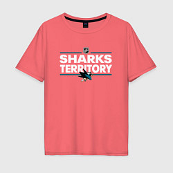 Футболка оверсайз мужская SHARKS TERRITORY САН-ХОСЕ ШАРКС, цвет: коралловый