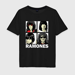 Футболка оверсайз мужская Ramones, Рамонес Портреты, цвет: черный