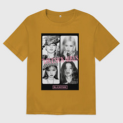 Футболка оверсайз мужская Blackpink K-pop, цвет: горчичный