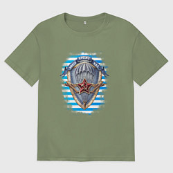 Футболка оверсайз мужская Тельняшка ВДВ - Никто кроме Нас, цвет: авокадо