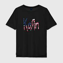 Футболка оверсайз мужская KoRn, Корн флаг США, цвет: черный