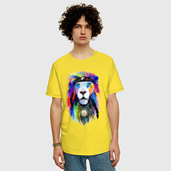 Футболка оверсайз мужская Color lion! Neon!, цвет: желтый — фото 2