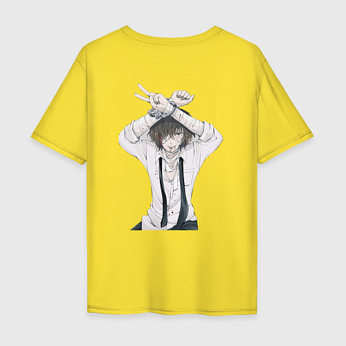 Мужская футболка оверсайз Osamu Dazai - лицо / Желтый – фото 2