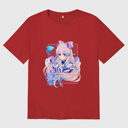 Футболка оверсайз мужская Задумчивая Кокоми, цвет: красный