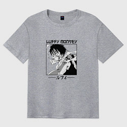 Футболка оверсайз мужская Ван-Пис, Луффи Luffy, цвет: меланж