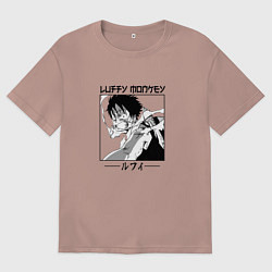 Футболка оверсайз мужская Ван-Пис, Луффи Luffy, цвет: пыльно-розовый