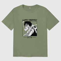 Футболка оверсайз мужская Ван-Пис, Луффи Luffy, цвет: авокадо