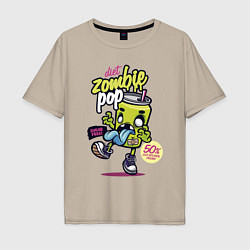 Футболка оверсайз мужская Diet Zombie Pop Sugar free Pop art, цвет: миндальный