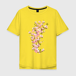 Футболка оверсайз мужская Весна Цветущая сакура Japan, цвет: желтый