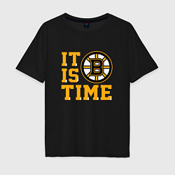 Футболка оверсайз мужская It Is Boston Bruins Time, Бостон Брюинз, цвет: черный