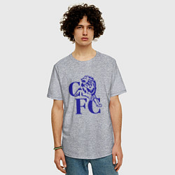 Футболка оверсайз мужская Chelsea Челси Ретро логотип, цвет: меланж — фото 2