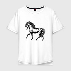 Футболка оверсайз мужская Мустанг Лошадь, цвет: белый