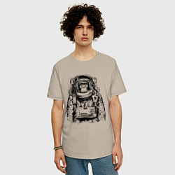 Футболка оверсайз мужская Monkey Astronaut, цвет: миндальный — фото 2